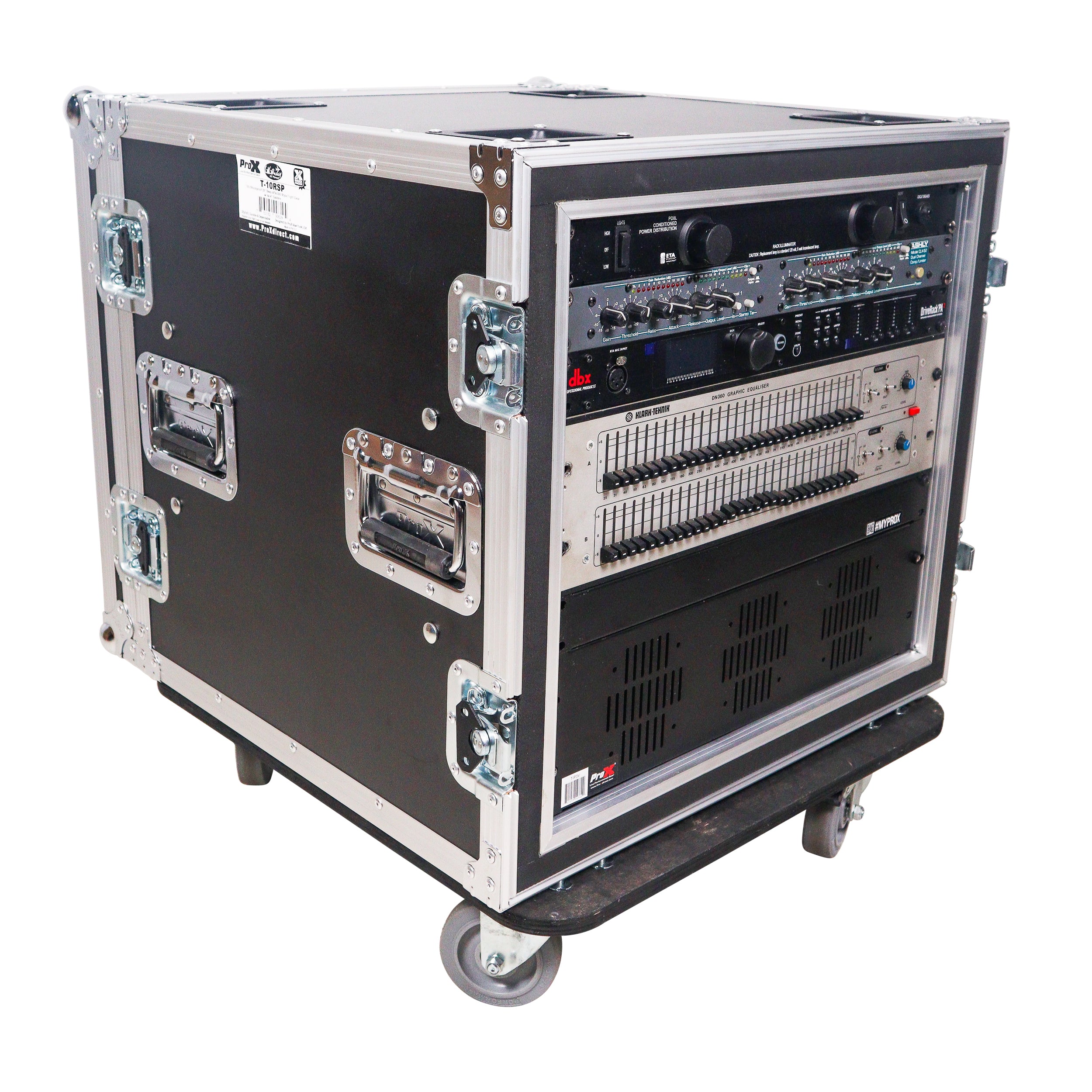ATA Style 10U Space Shockproof Amp Rack Mount Case 20 inch Depth with Caster Wheels