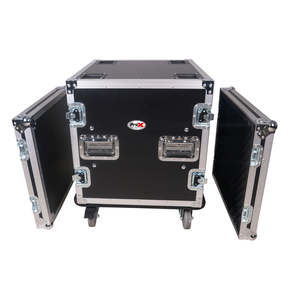 ATA Style 10U Space Shockproof Amp Rack Mount Case 20 inch Depth with Caster Wheels