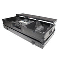 Flight Coffin Case For 12" Rane 72 Mixer and 2 Turntables in Battle Mode W/ Laptop Shelf and Wheels Black on Black