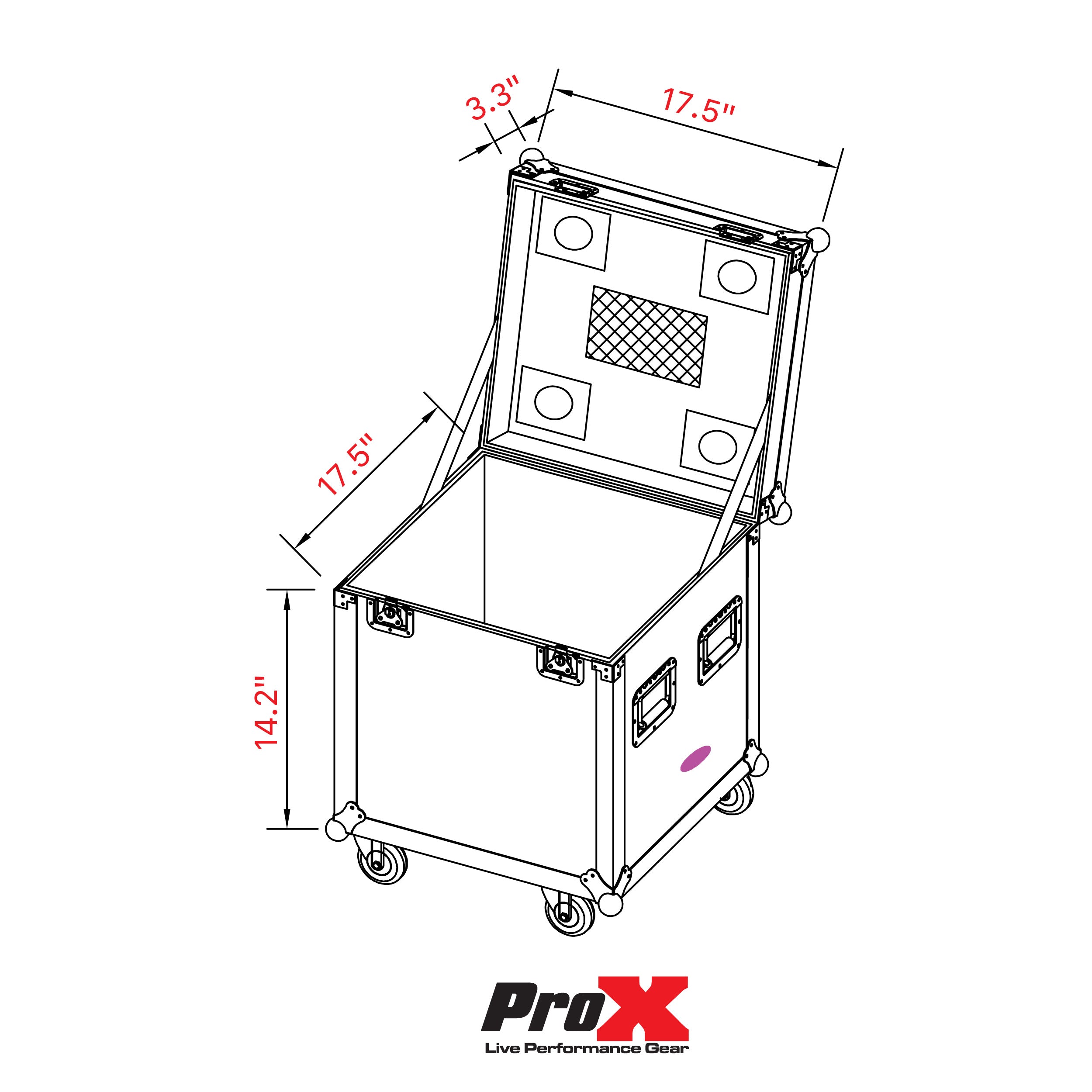 ATA Utility Flight Travel Heavy-Duty Storage Road Case with 4" in casters – 18"x18"x18' Exterior