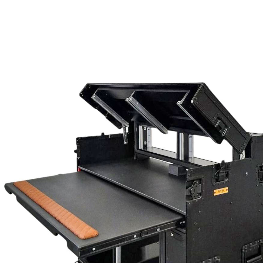 Mobile AV Broadcasting Streaming Recording Studio Workstation Case with 2x 4U Top 2x 12U Bottom Black Finish