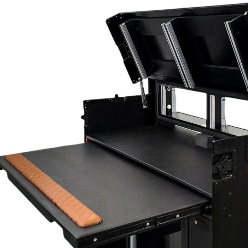 Mobile AV Broadcasting Streaming Recording Studio Workstation Case with 2x 4U Top 2x 12U Bottom Black Finish
