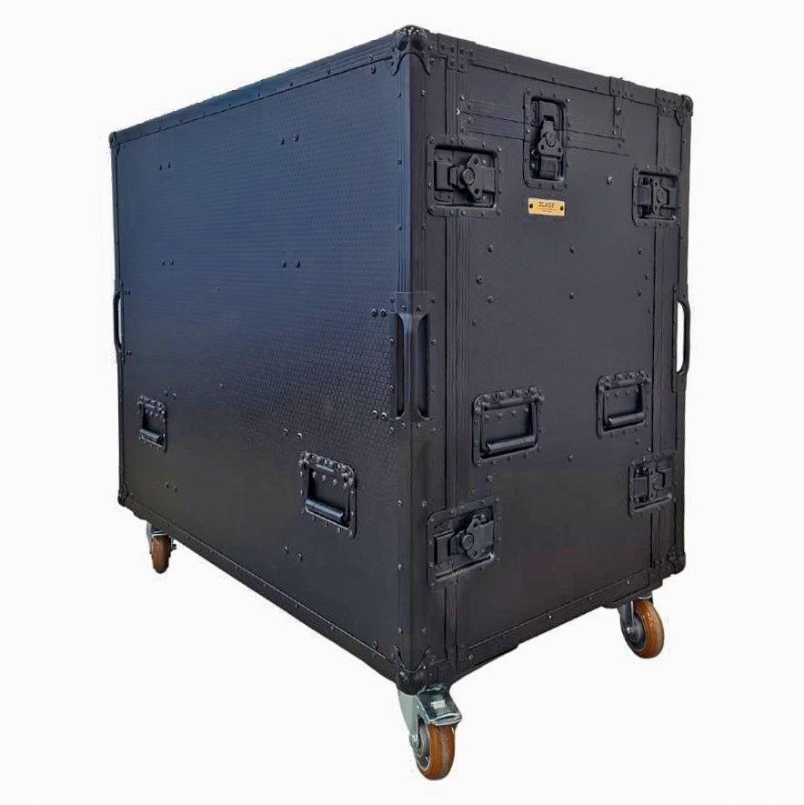 Mobile AV Broadcasting Streaming Recording Studio Workstation Case with 2x 4U Top 2x 12U Bottom Black Finish