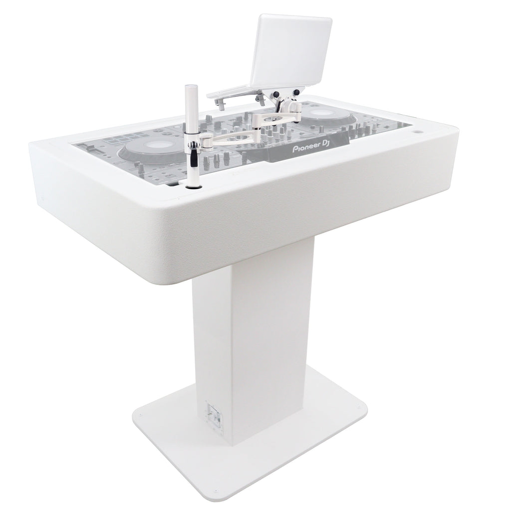 Control Tower DJ Podium 2x 1U Rack Space with Road Cases for Pioneer DDJ-REV7 XDJ-XZ FLX10 RANE Four - White Finish