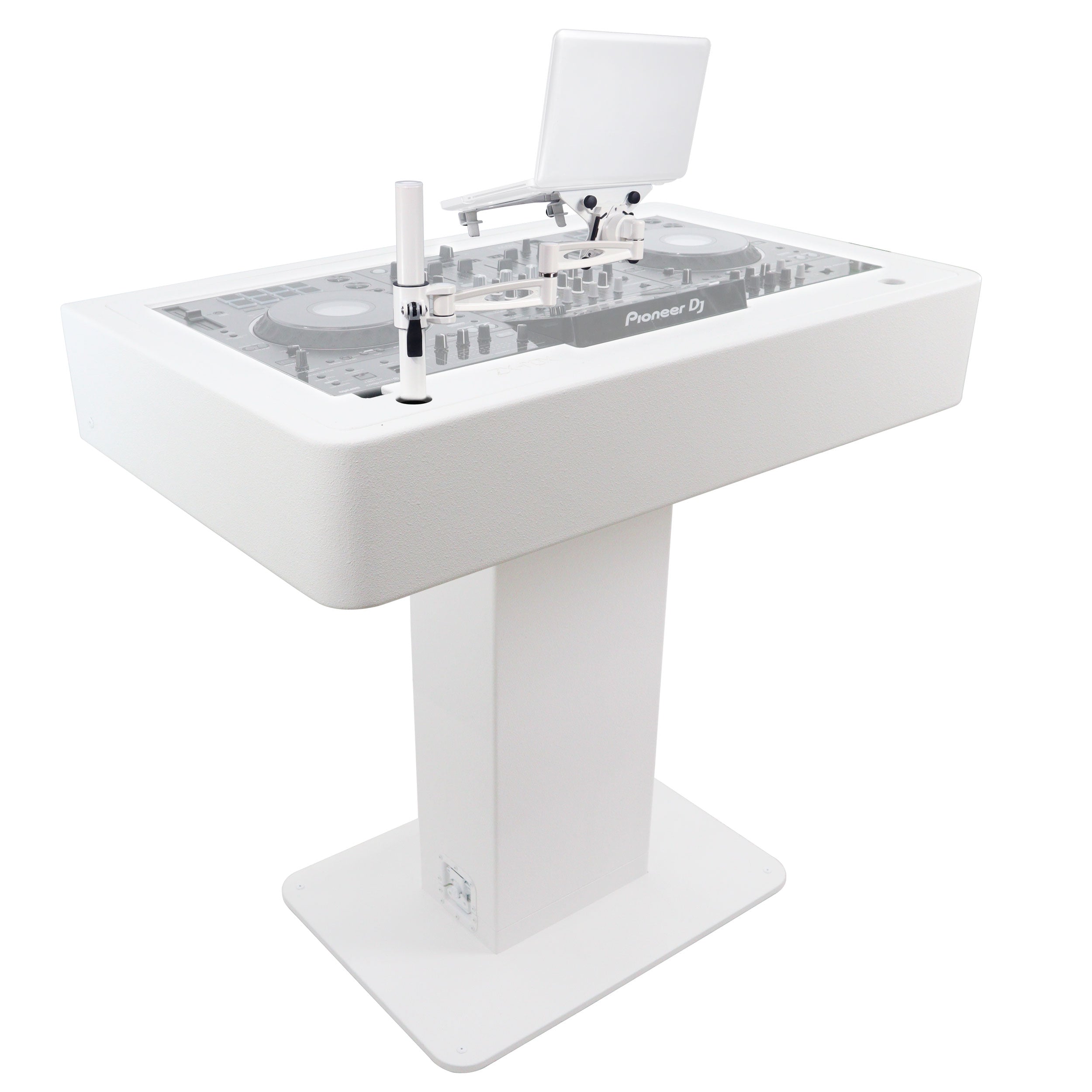 Control Tower DJ Podium 2x 1U Rack Space with Road Cases for Pioneer DDJ-REV7 XDJ-XZ FLX10 RANE Four - White Finish