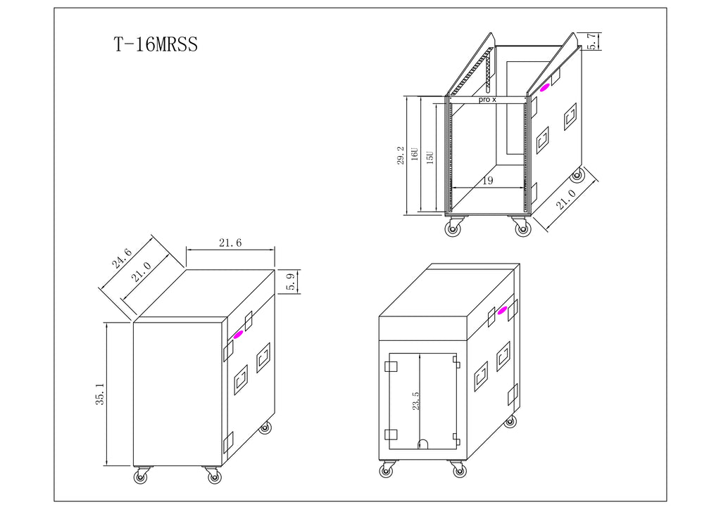 16U Vertical Rack Mount Flight Case with 10U Top for Mixer Combo Amp Rack with Caster Wheels
