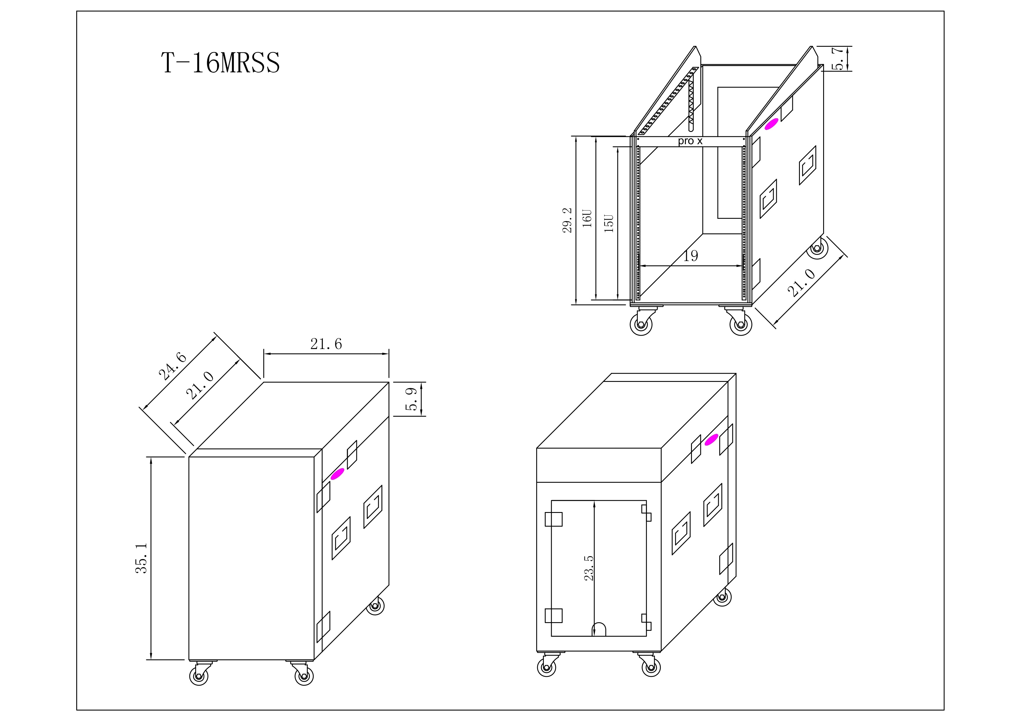 16U Vertical Rack Mount Flight Case with 10U Top for Mixer Combo Amp Rack with Caster Wheels