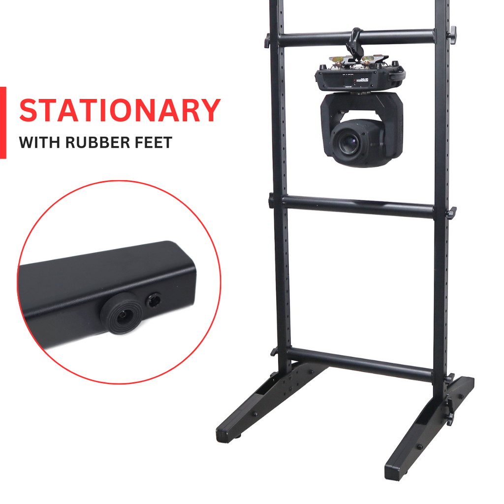 7FT Lighting Fixture Moving Head U-Grid Module with 4 Adjustable Bars and Casters or Rubber Feet or Down Rigging