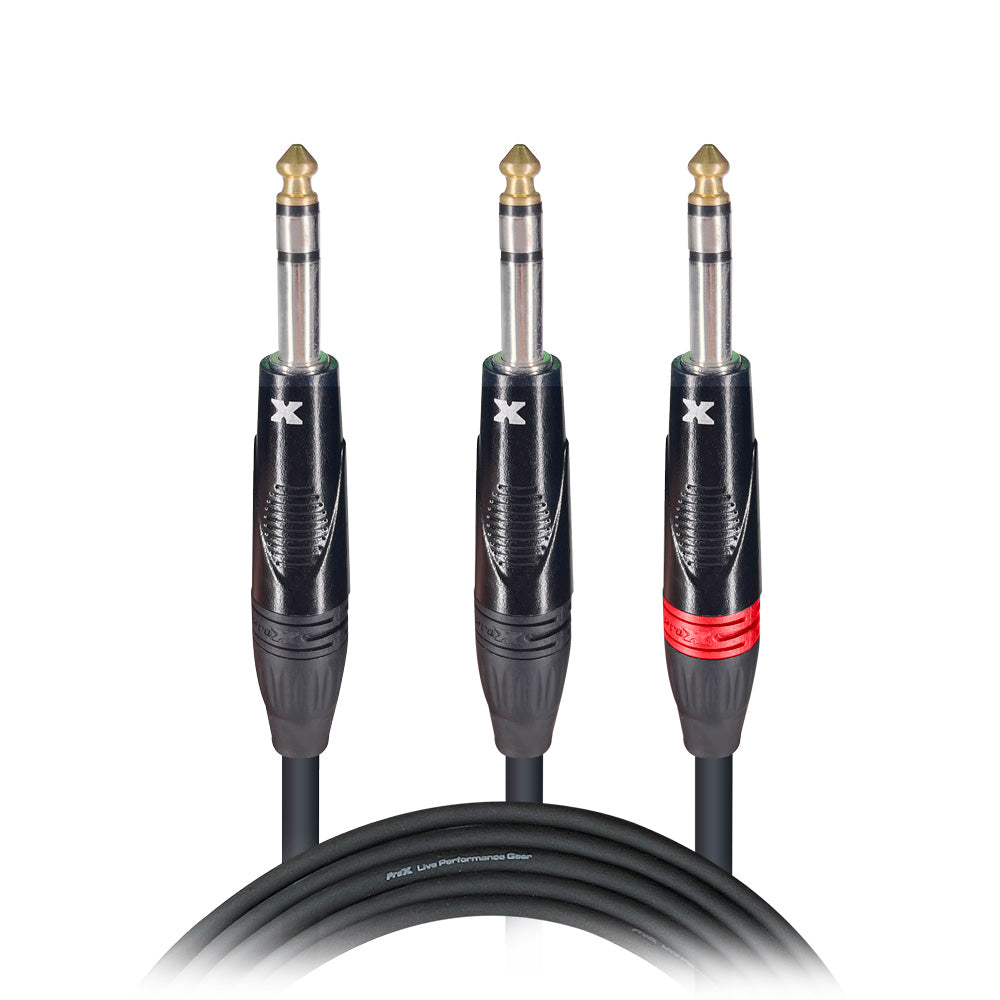 10PCS 5 Ft. 1/4" TRS-M to Dual 1/4" TRS-M High Performance Audio Cable
