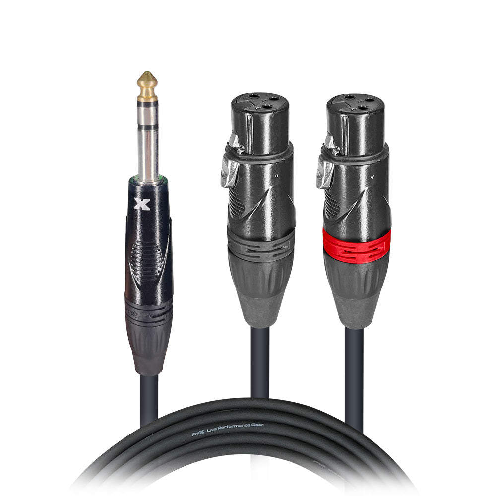 10PCS 3 Ft. High Performance Y Cable 1/4" TRS-M Stereo to Dual XLR-F