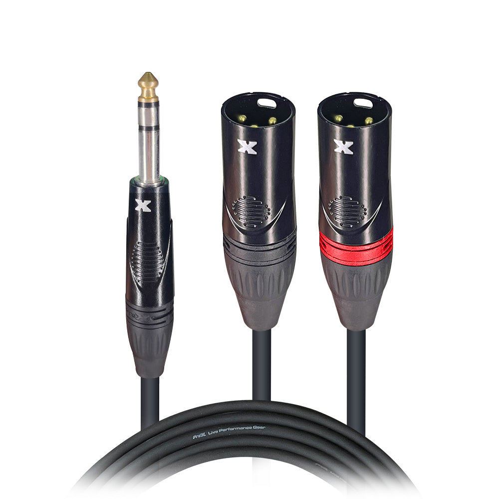 50PCS 10 Ft. 1/4" TRS-M Stereo to Dual XLR3-M High Performance Y Cable
