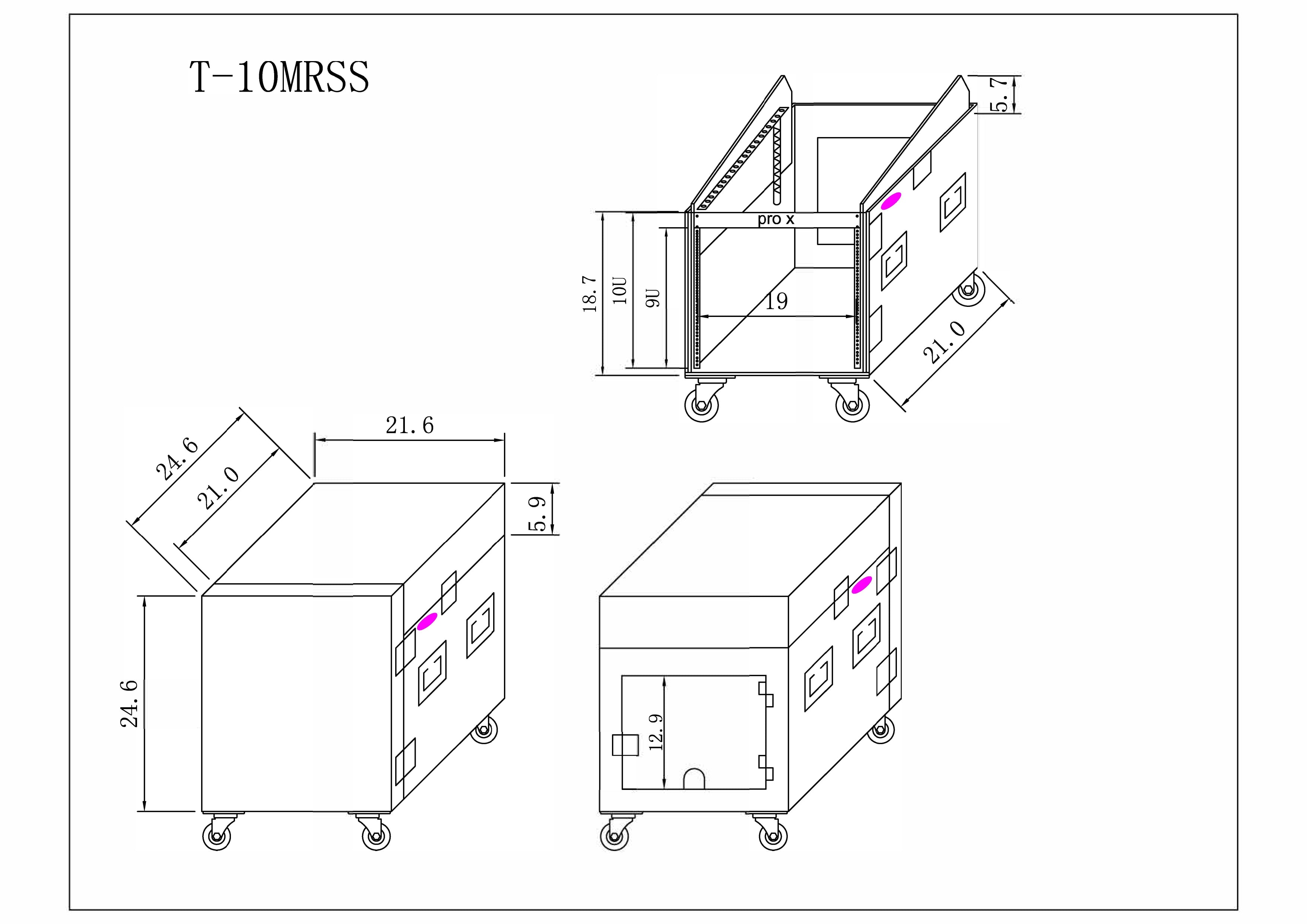 10U Vertical Rack Mount Flight Case with 10U Top for Mixer Combo Amp Rack with Caster Wheels
