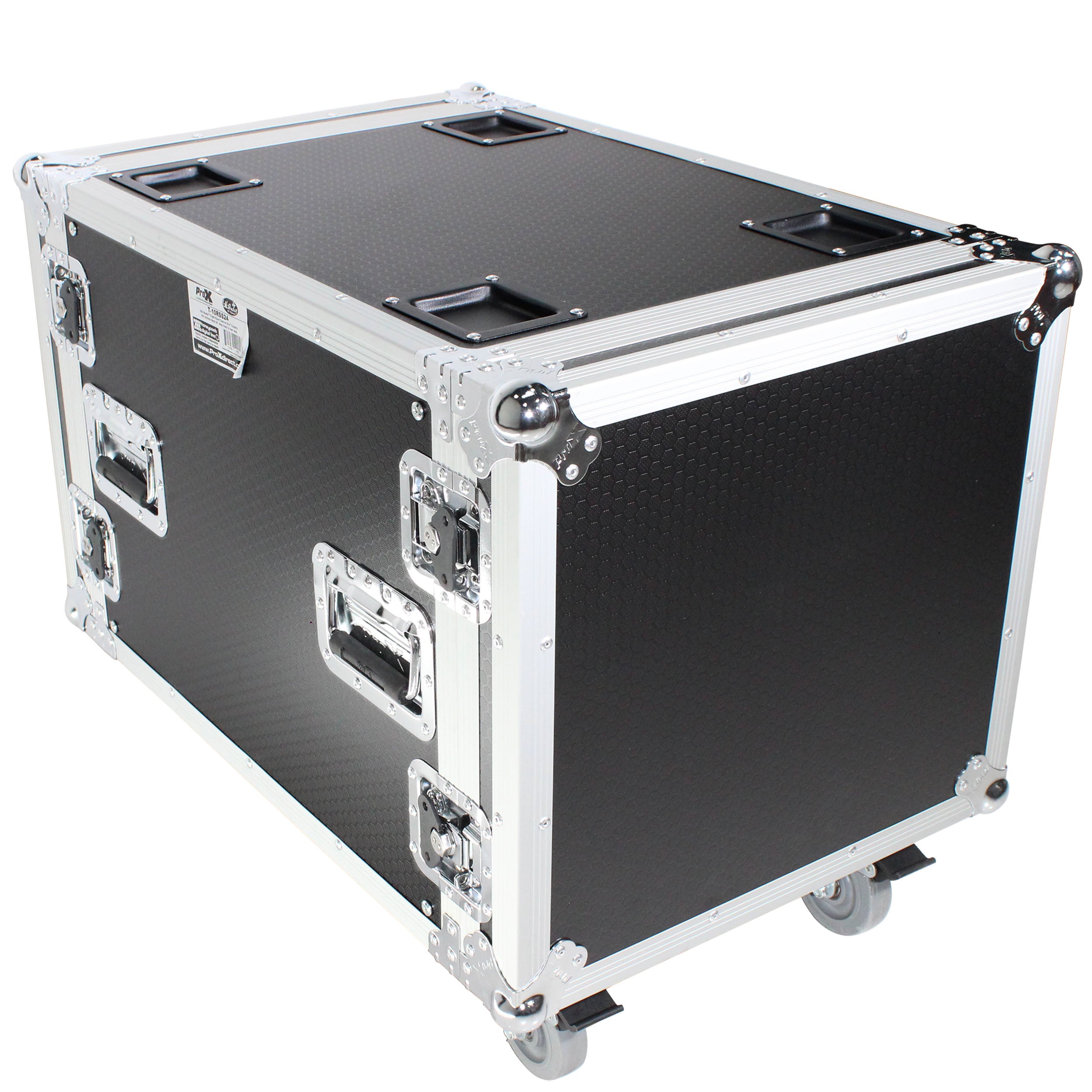 10U Space Rack Mount Flight Case 24 Inch Depth W-Casters
