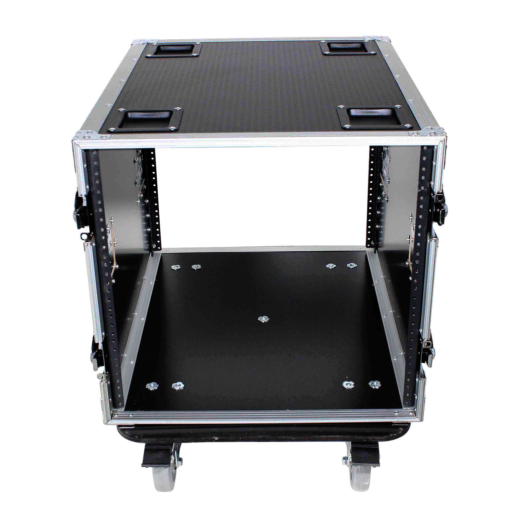 10U Space Rack Mount Flight Case 24 Inch Depth W-Casters
