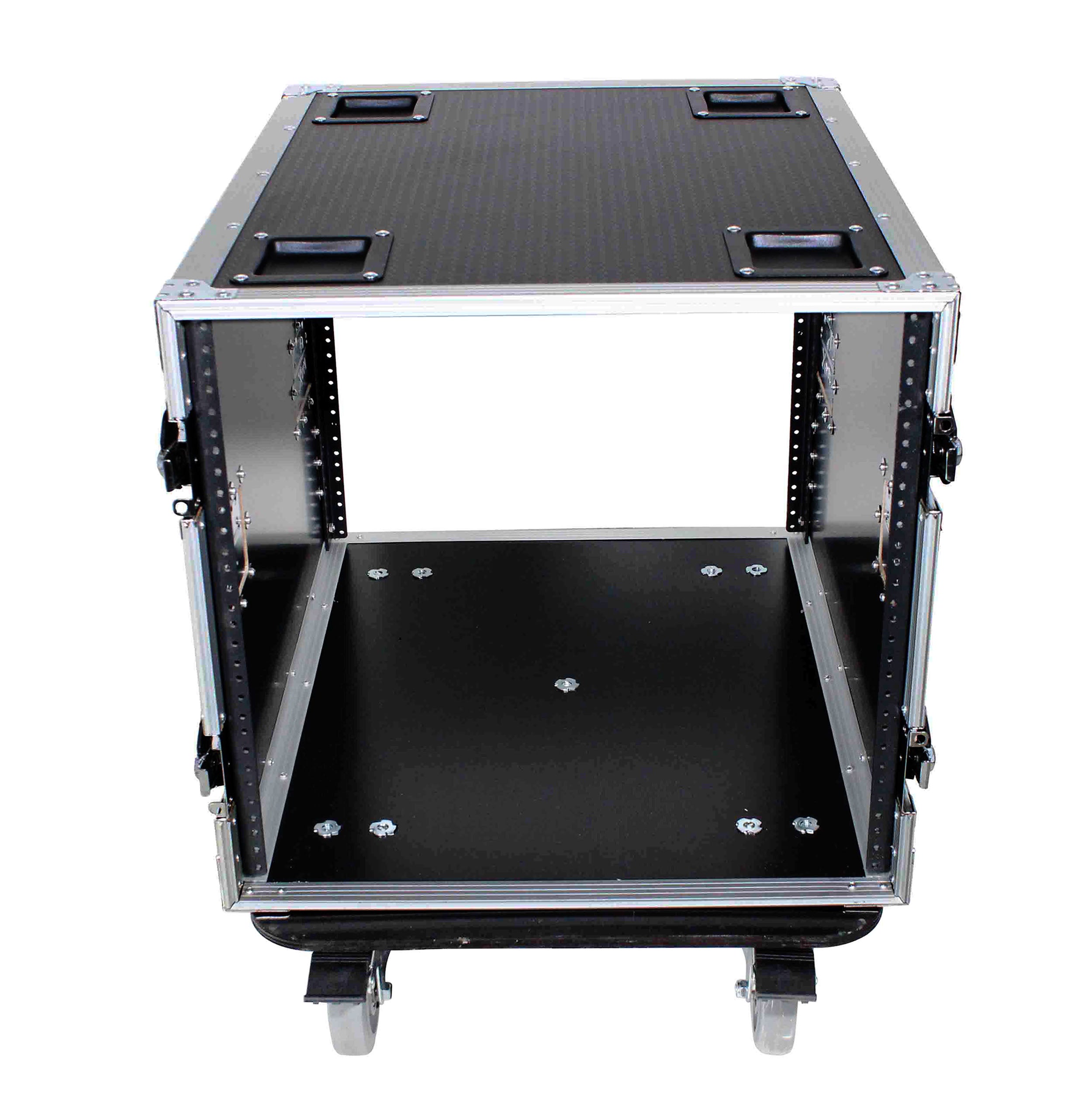 10U Space Rack Mount Flight Case 24 Inch Depth W-Casters