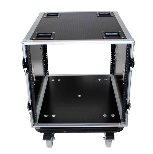 10U Space Rack Mount Flight Case 24 Inch Depth W-Casters