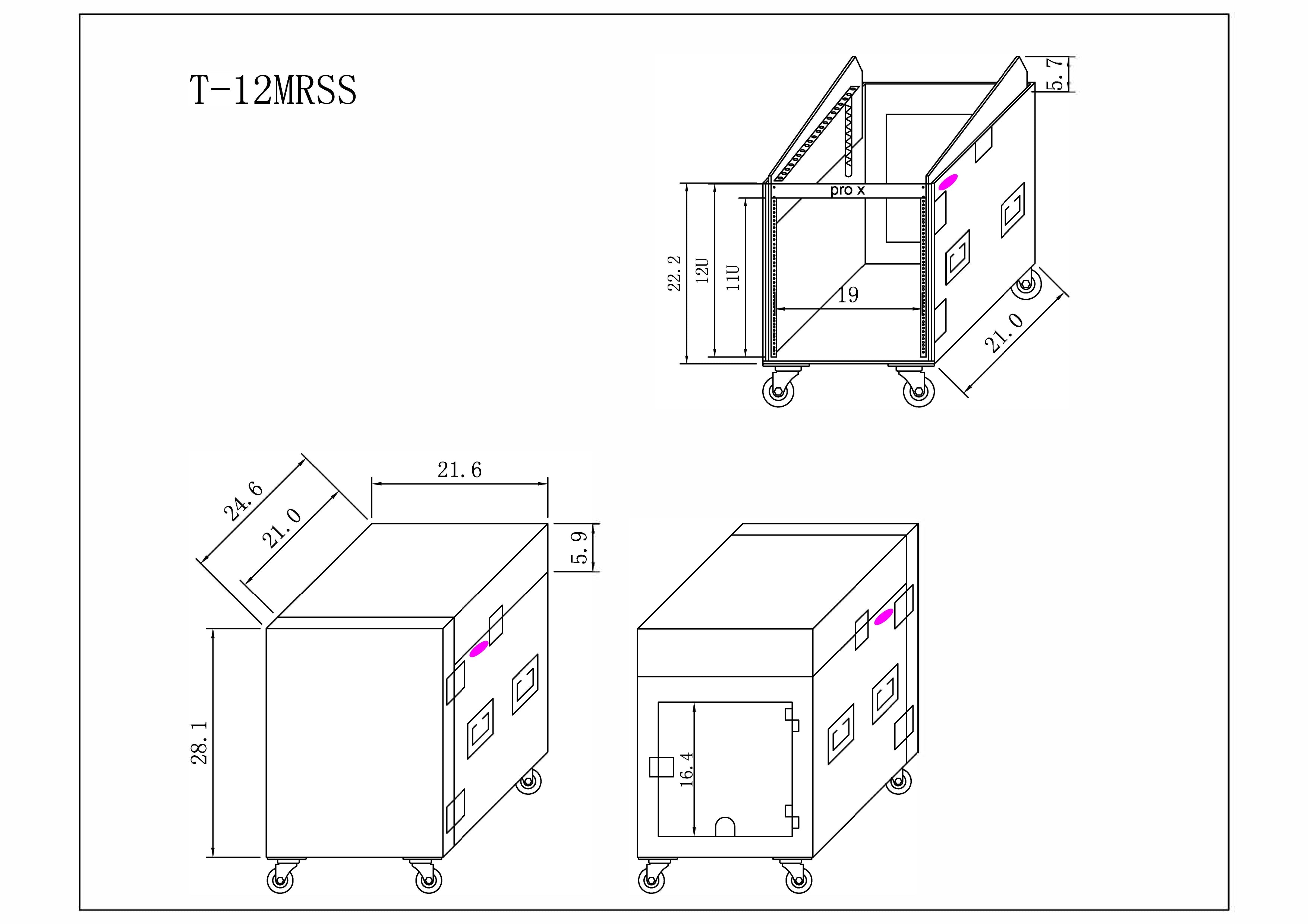 12U Vertical Rack Mount Flight Case with 10U Top for Mixer Combo Amp Rack with Caster Wheels
