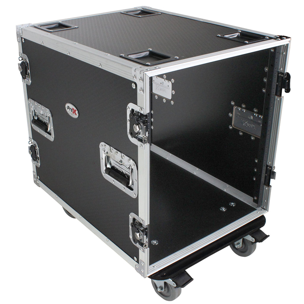 12U Space Amp Rack Mount ATA Flight Case 24 Inch Depth W-Casters