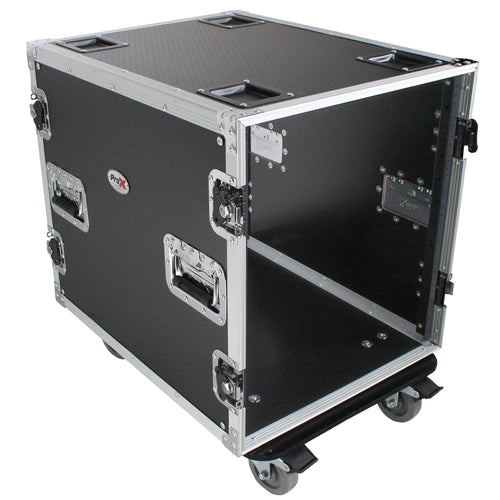 12U Space Amp Rack Mount ATA Flight Case 24 Inch Depth W-Casters