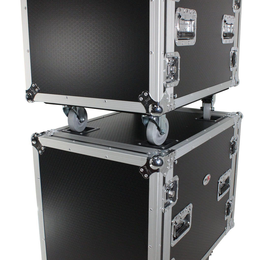 12U Space Amp Rack Mount ATA Flight Case 24 Inch Depth W-Casters