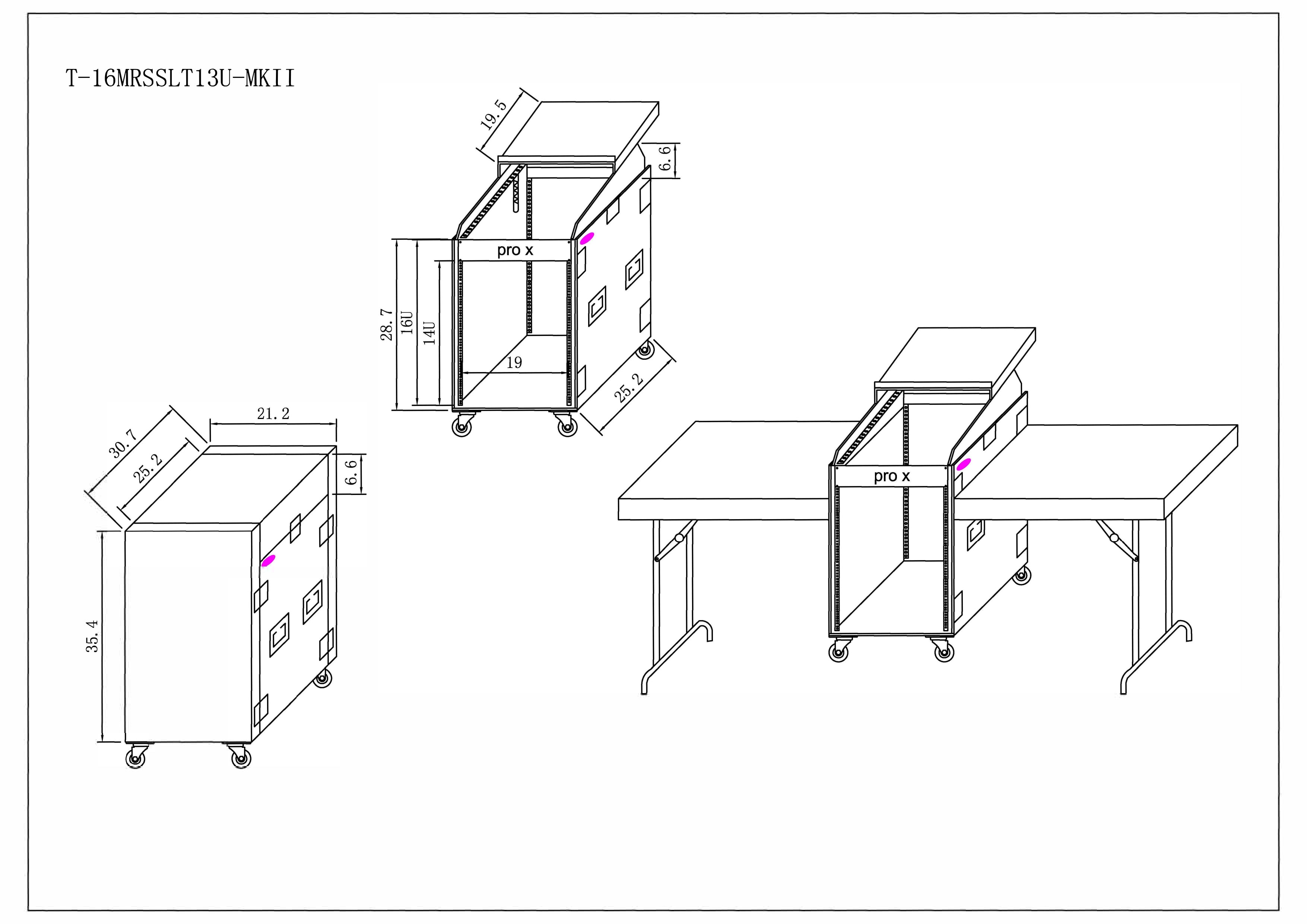 Universal 19 Rack-mount Mixer with 13U Top and 16U Front with 2 Side Work Tables