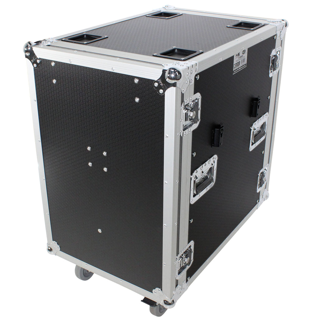 16U Space Amp Rack Mount ATA Flight Case | 24" Depth | Incl. 2x Side Tables and Casters