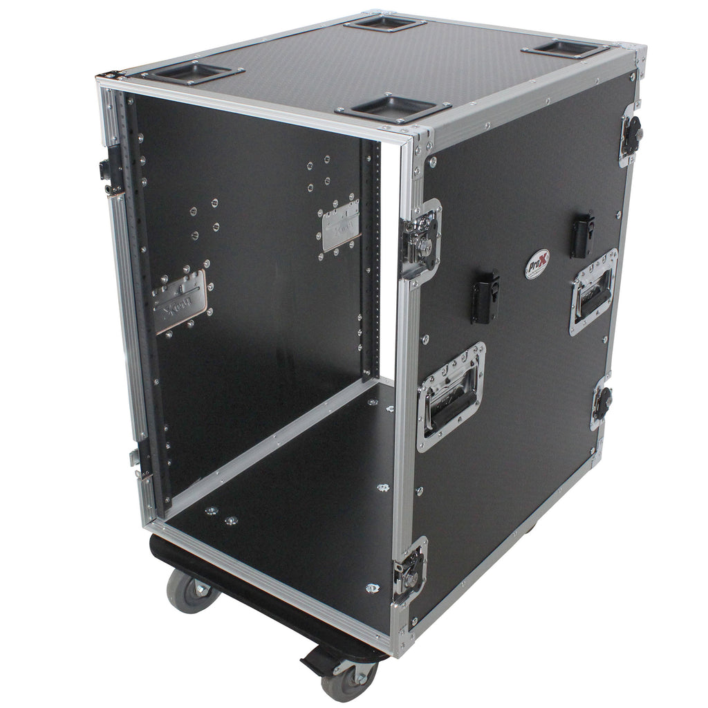 16U Space Amp Rack Mount ATA Flight Case | 24" Depth | Incl. 2x Side Tables and Casters