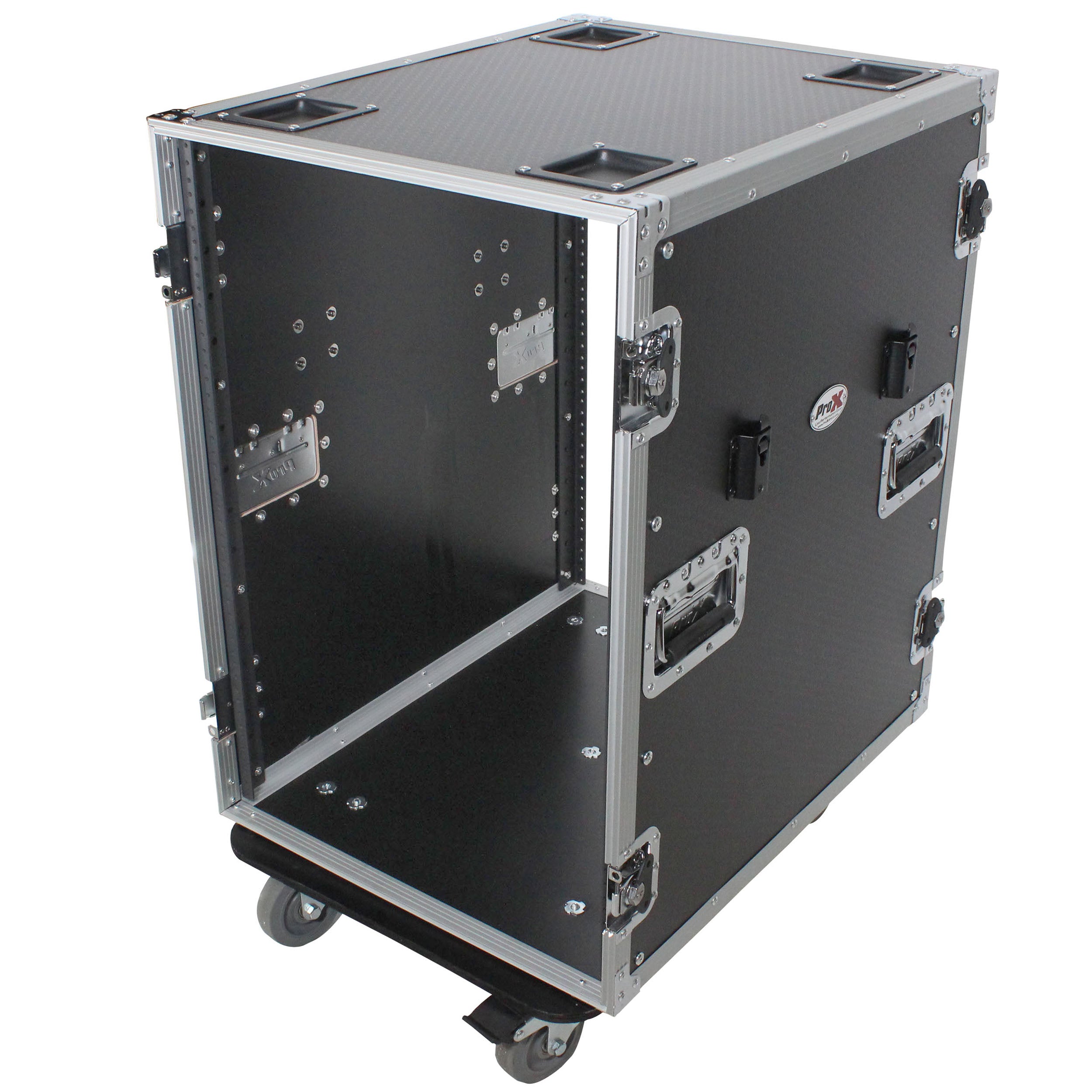 16U Space Amp Rack Mount ATA Flight Case | 24" Depth | Incl. 2x Side Tables and Casters