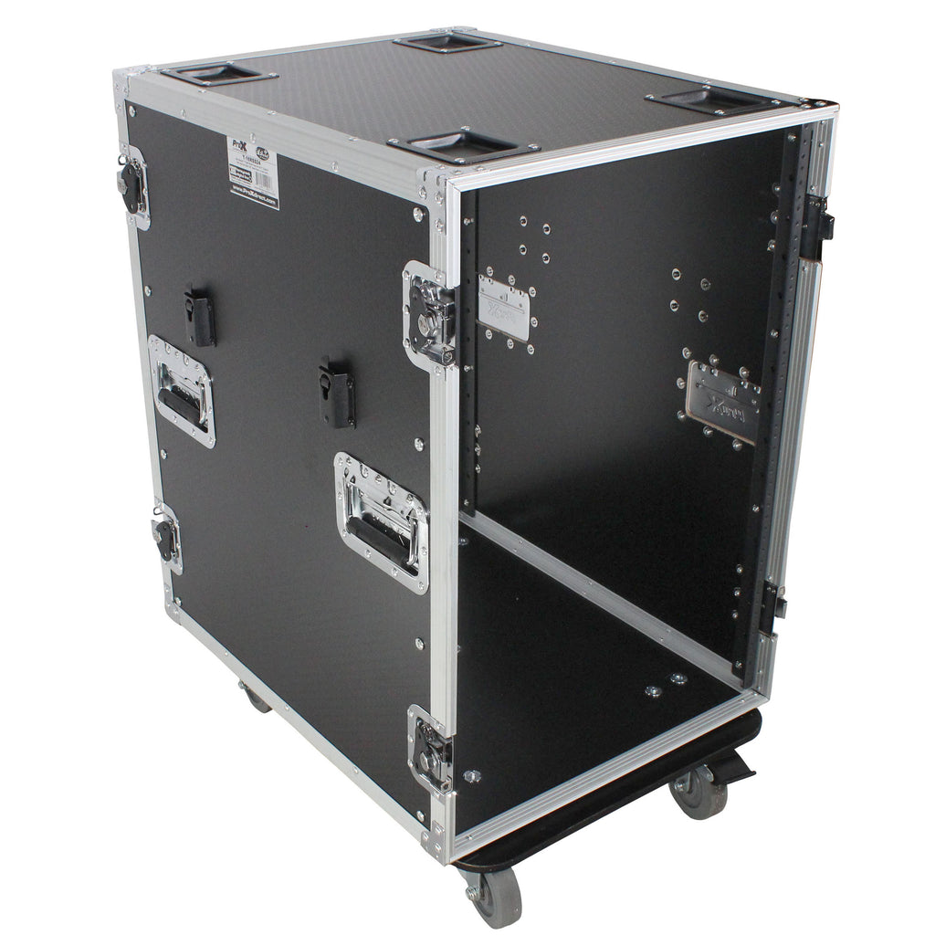 16U Space Amp Rack Mount ATA Flight Case | 24" Depth | Incl. 2x Side Tables and Casters