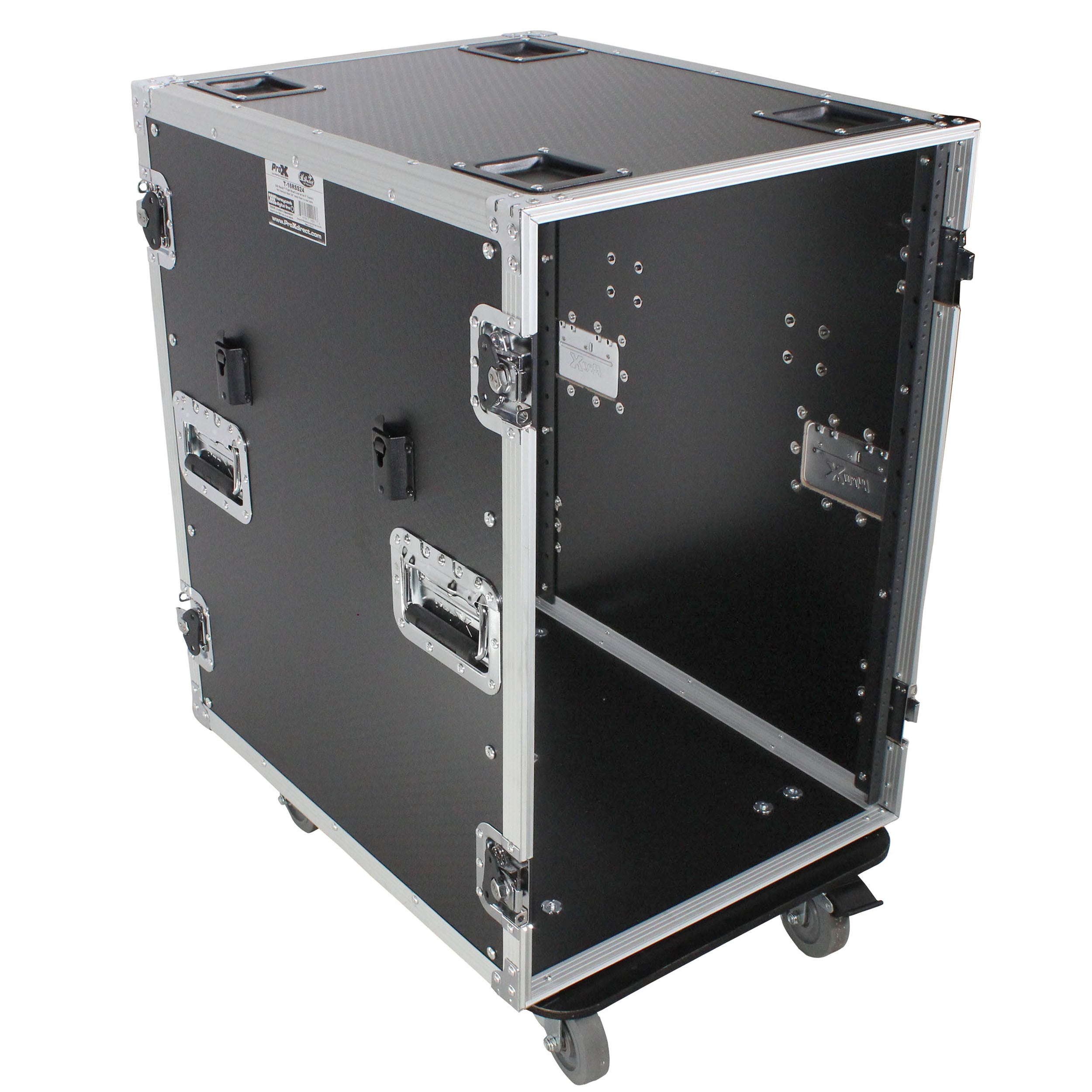 16U Space Amp Rack Mount ATA Flight Case | 24" Depth | Incl. 2x Side Tables and Casters