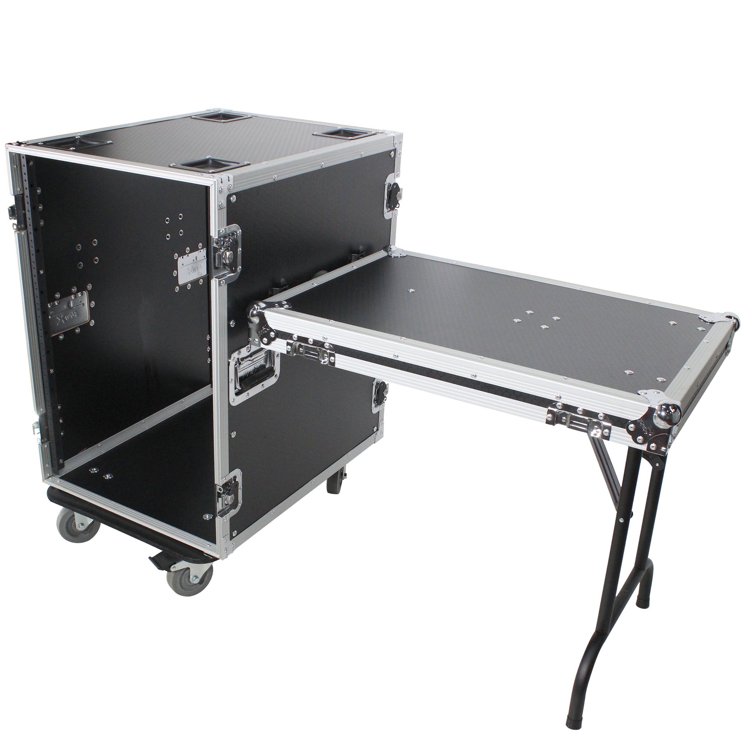 16U Space Amp Rack Mount ATA Flight Case | 24" Depth | Incl. 2x Side Tables and Casters