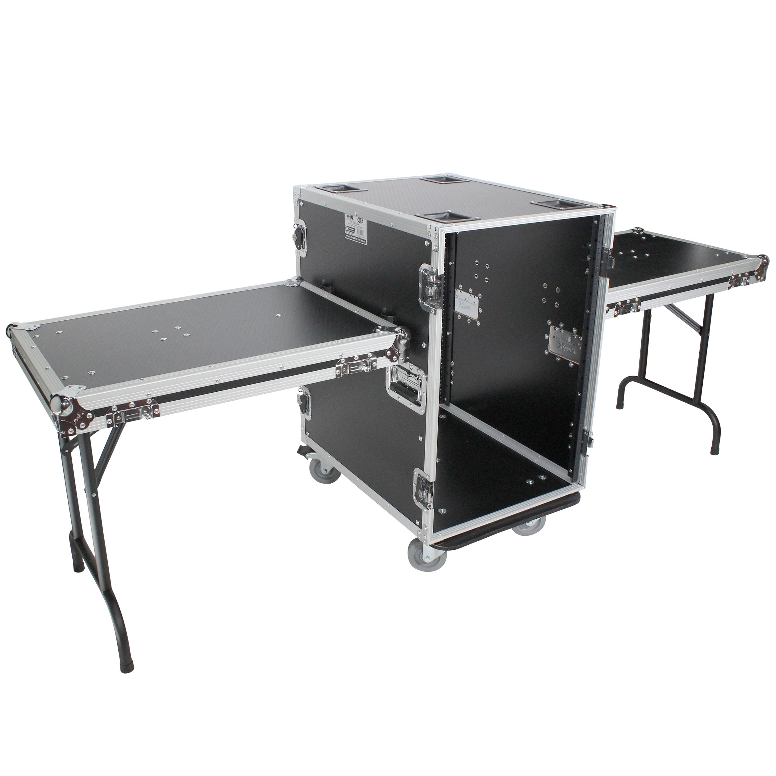 16U Space Amp Rack Mount ATA Flight Case | 24" Depth | Incl. 2x Side Tables and Casters