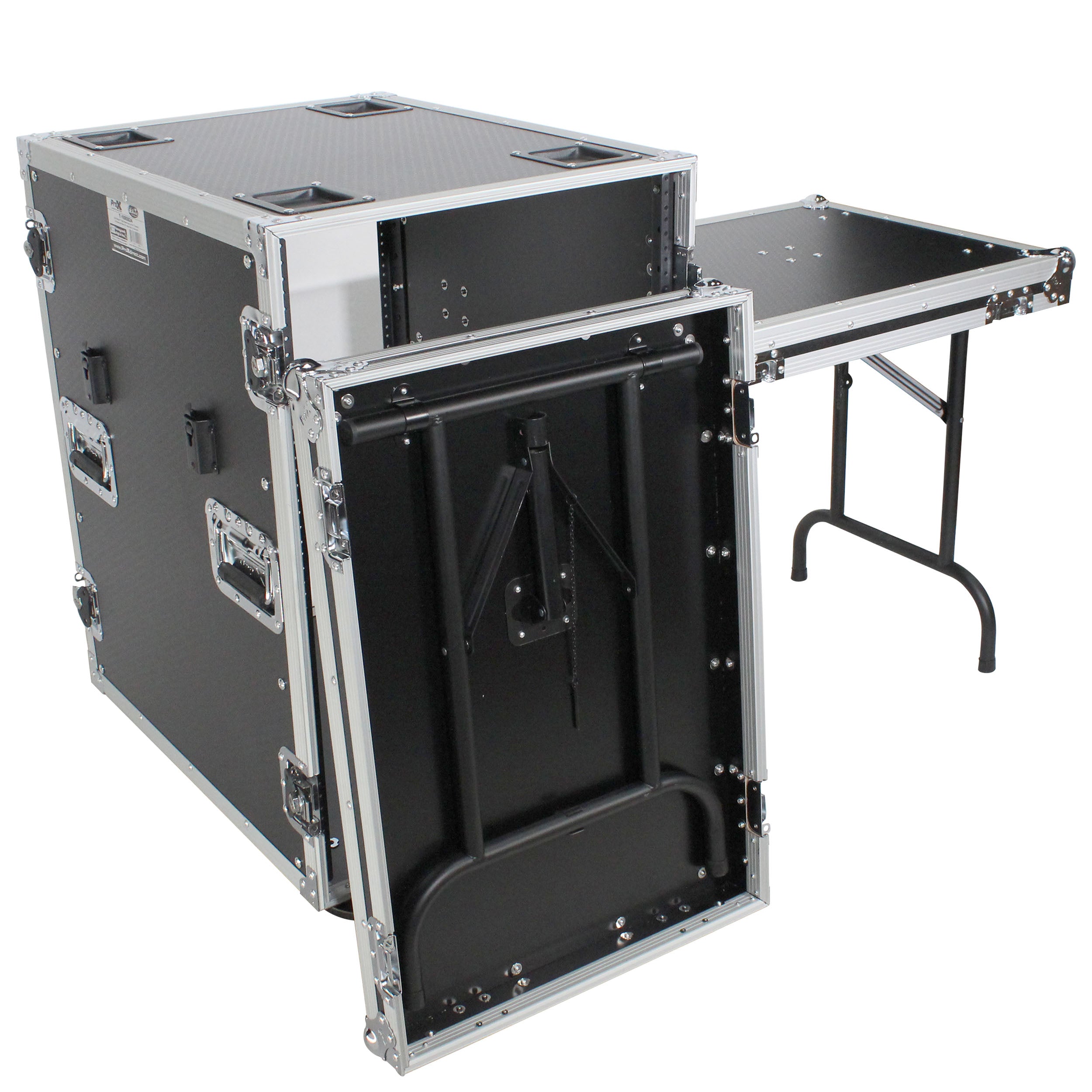 16U Space Amp Rack Mount ATA Flight Case | 24" Depth | Incl. 2x Side Tables and Casters