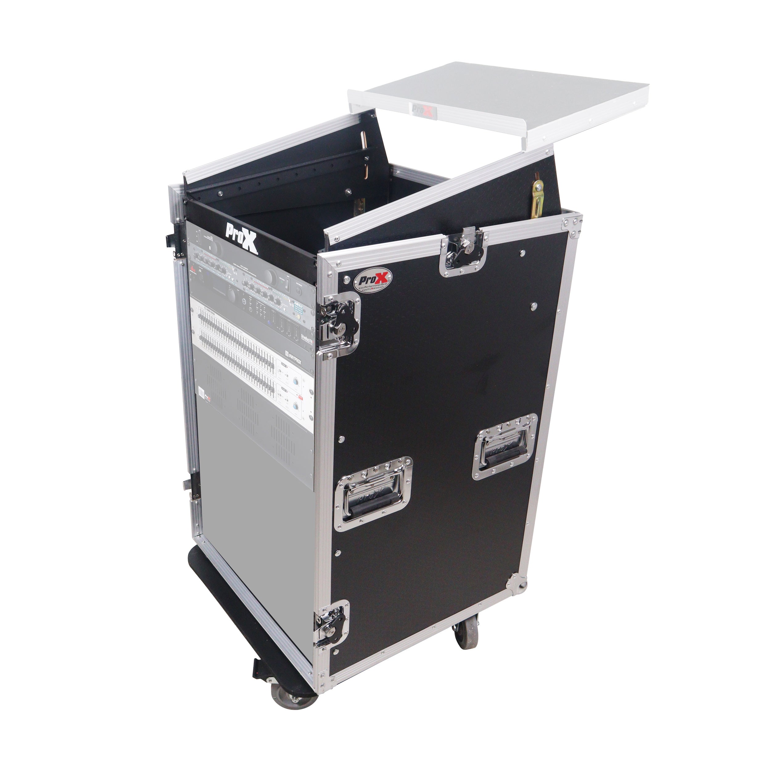 18U Vertical Rack Mount Flight Case with 10U Top for Mixer Combo Amp Rack with Caster Wheels