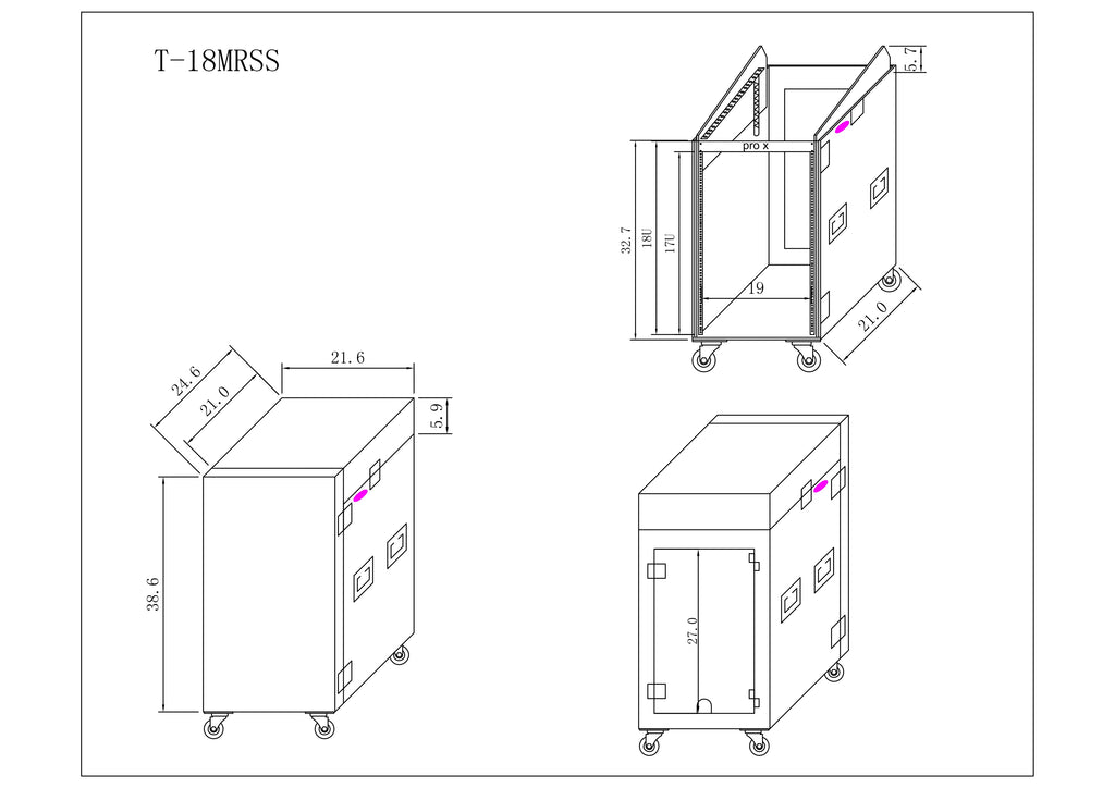 18U Vertical Rack Mount Flight Case with 10U Top for Mixer Combo Amp Rack with Caster Wheels