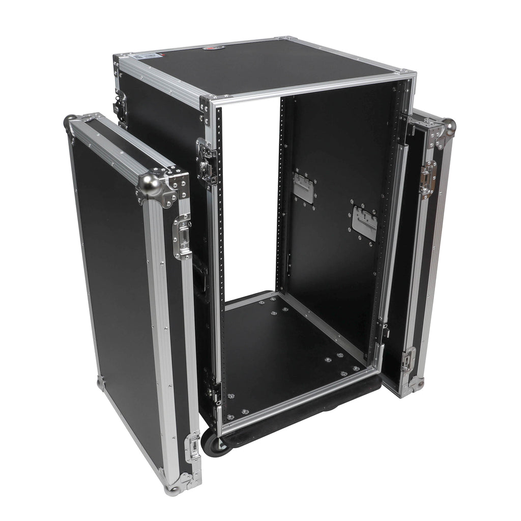 18U Space Amp Rack Mount ATA Flight Case 19 Inch Depth W-Casters