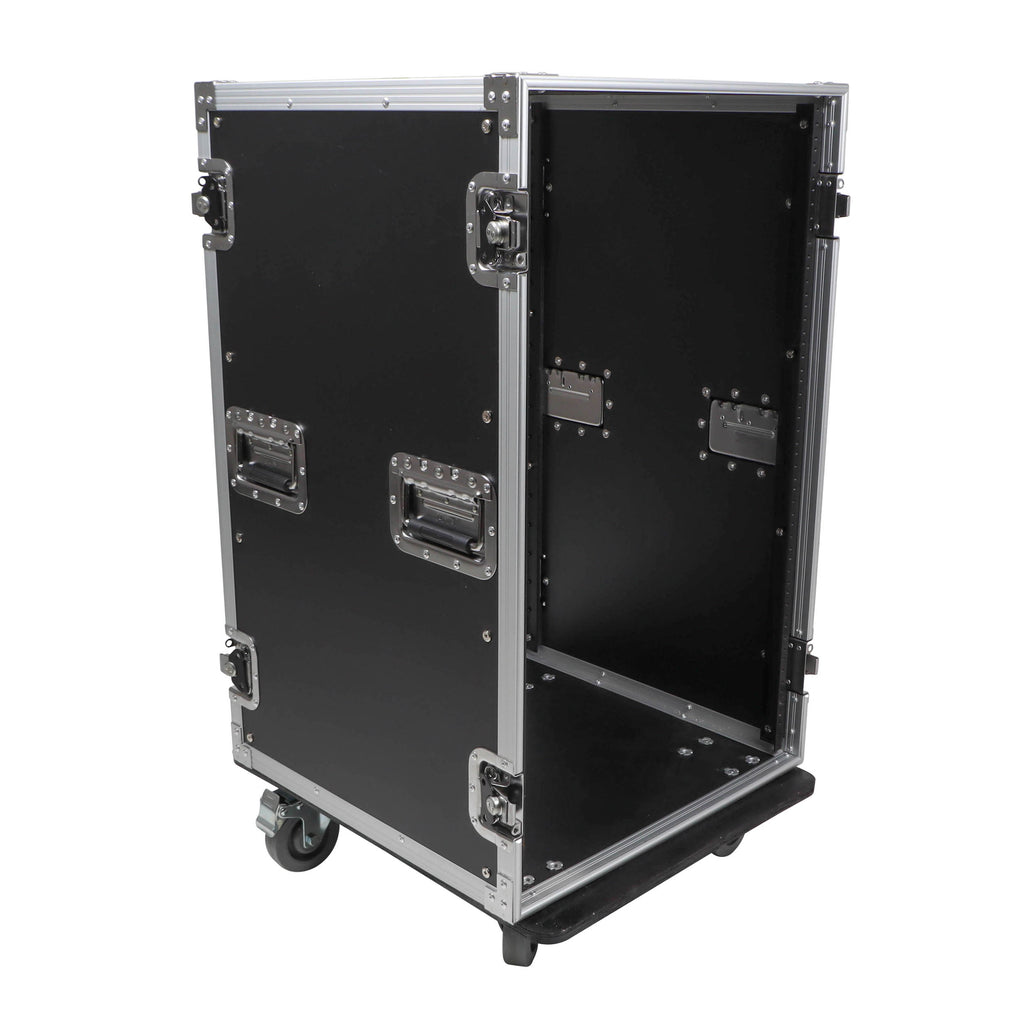 18U Space Amp Rack Mount ATA Flight Case 19 Inch Depth W-Casters