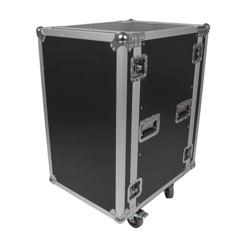 18U Space Amp Rack Mount ATA Flight Case 19 Inch Depth W-Casters