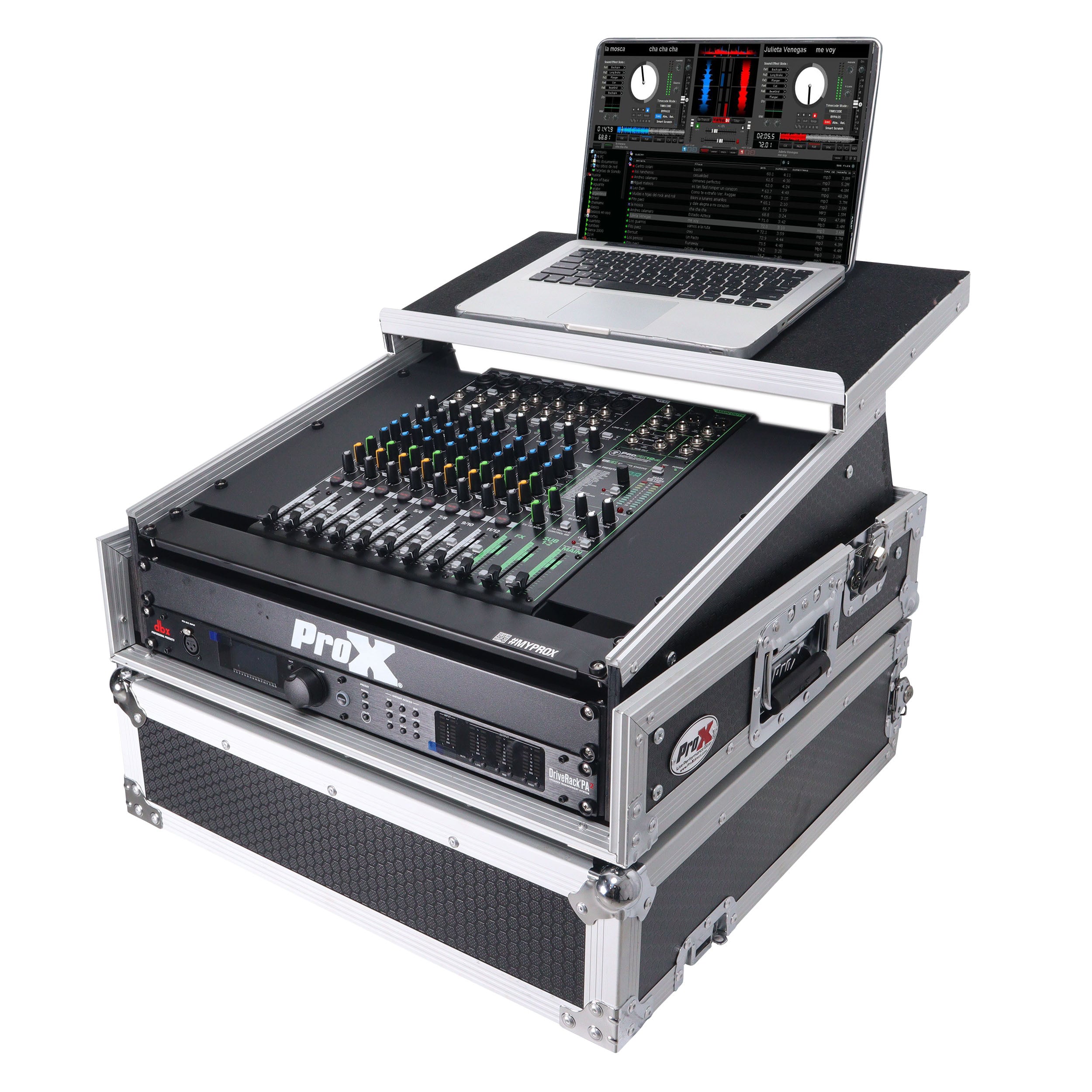 2U Rack Front and 10U Top Mixer Mobile DJ Combo ATA Flight Style Case