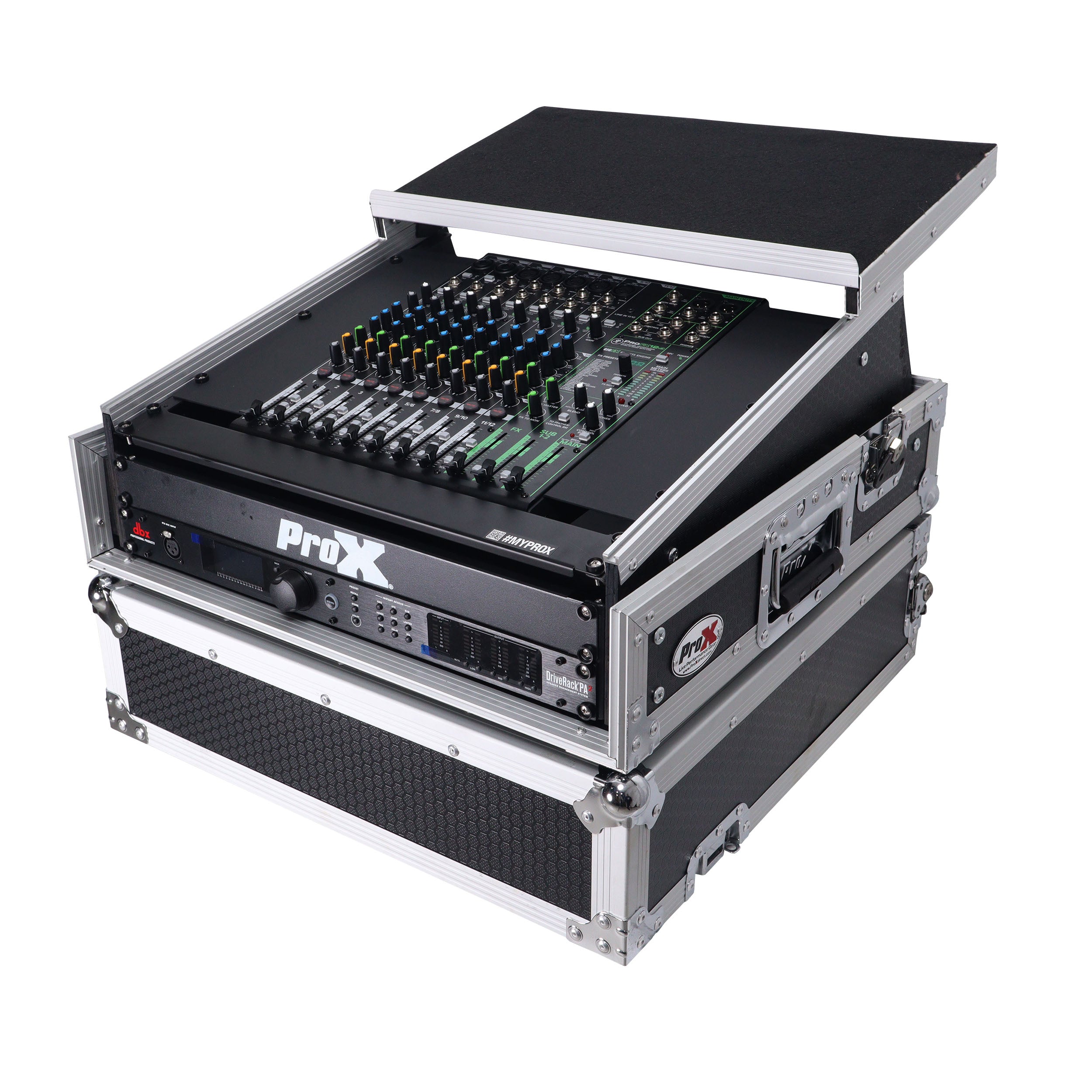 2U Rack Front and 10U Top Mixer Mobile DJ Combo ATA Flight Style Case