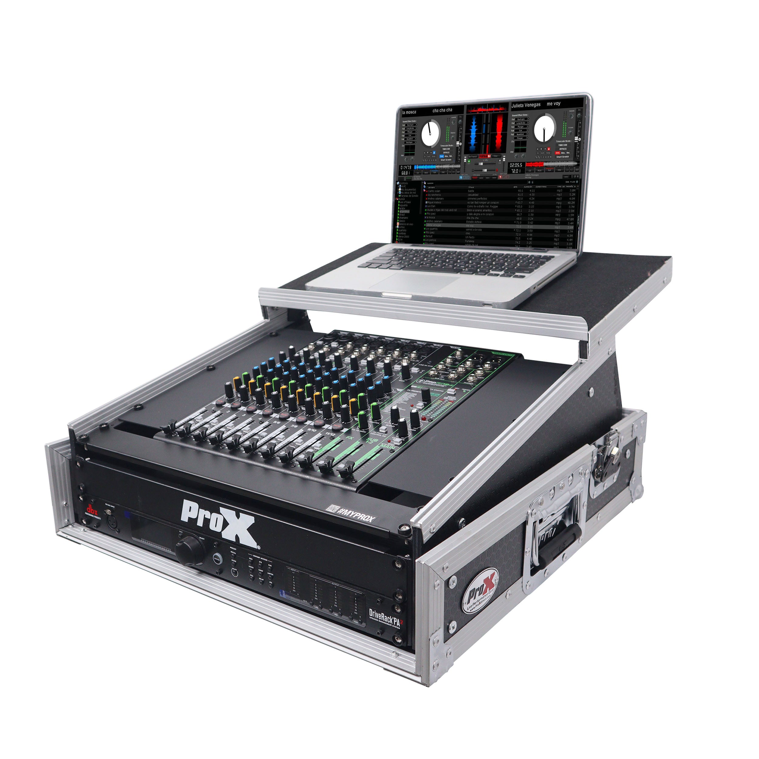 2U Rack Front and 10U Top Mixer Mobile DJ Combo ATA Flight Style Case