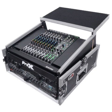 4U Vertical Rack Mount Flight Case with 10U Top for Mixer Combo Amp Rack with Laptop Shelf