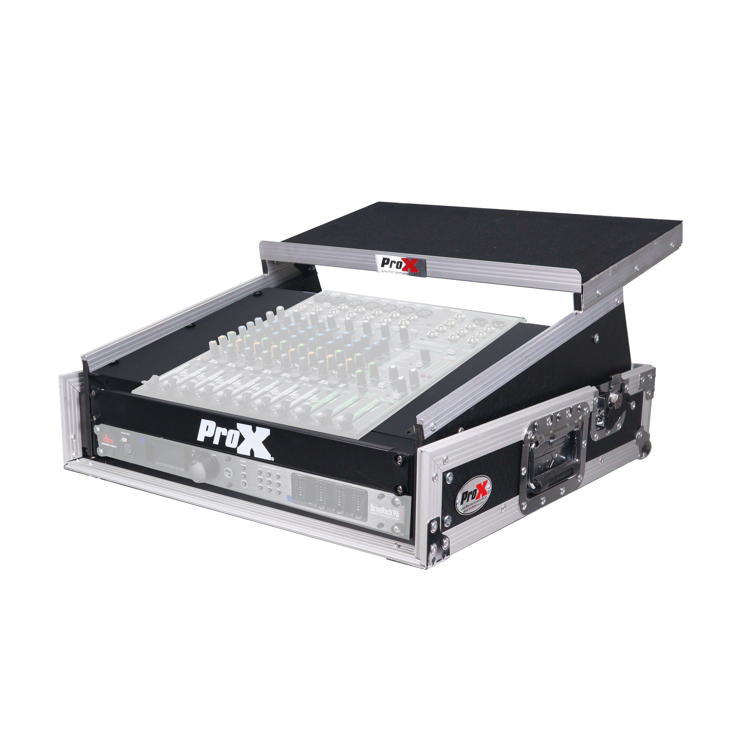 2U Rack Front and 10U Top Mixer Mobile DJ Combo ATA Flight Style Case