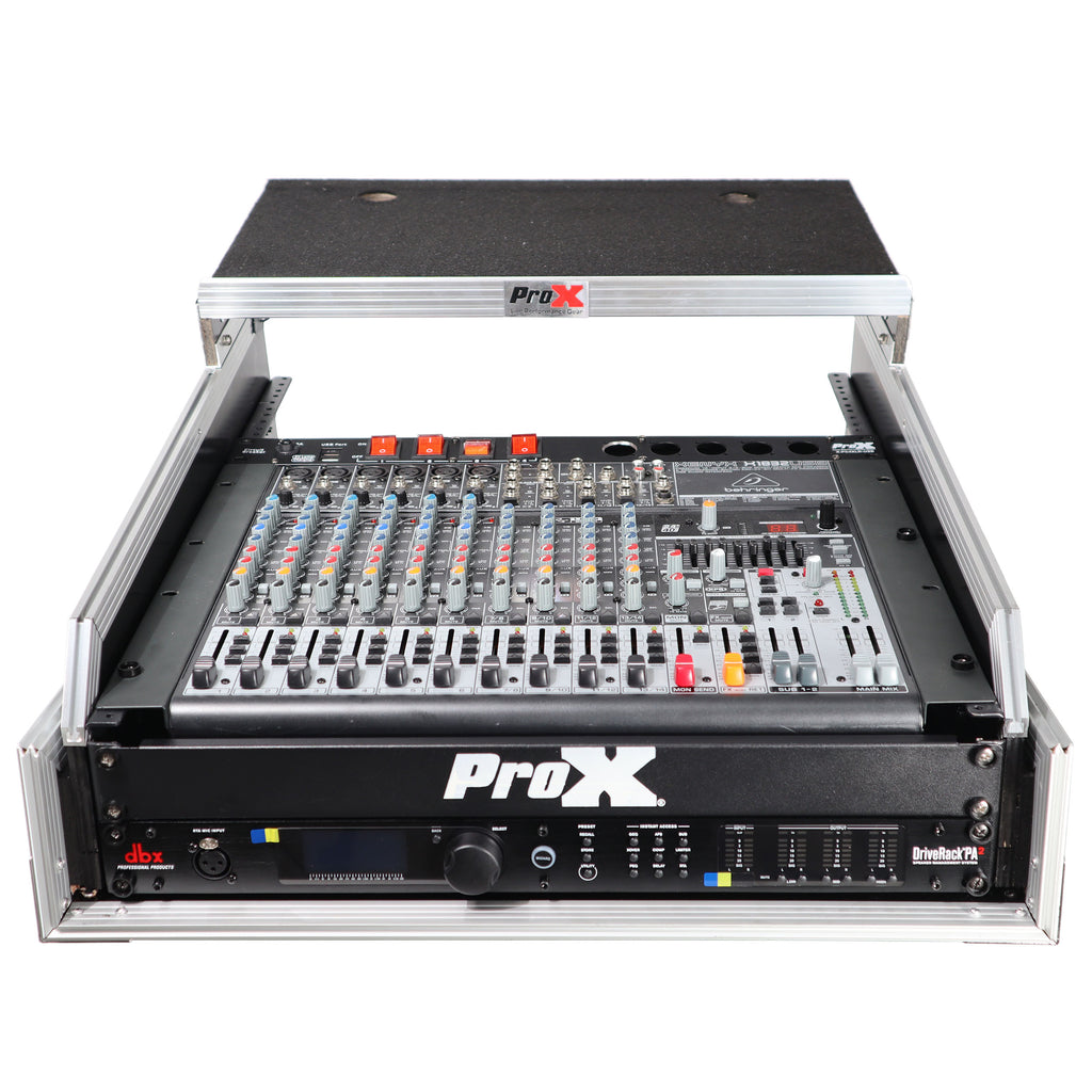 13U Top Mixer and 2U Rack Combo Flight Case with Laptop Shelf and 3 removable doors