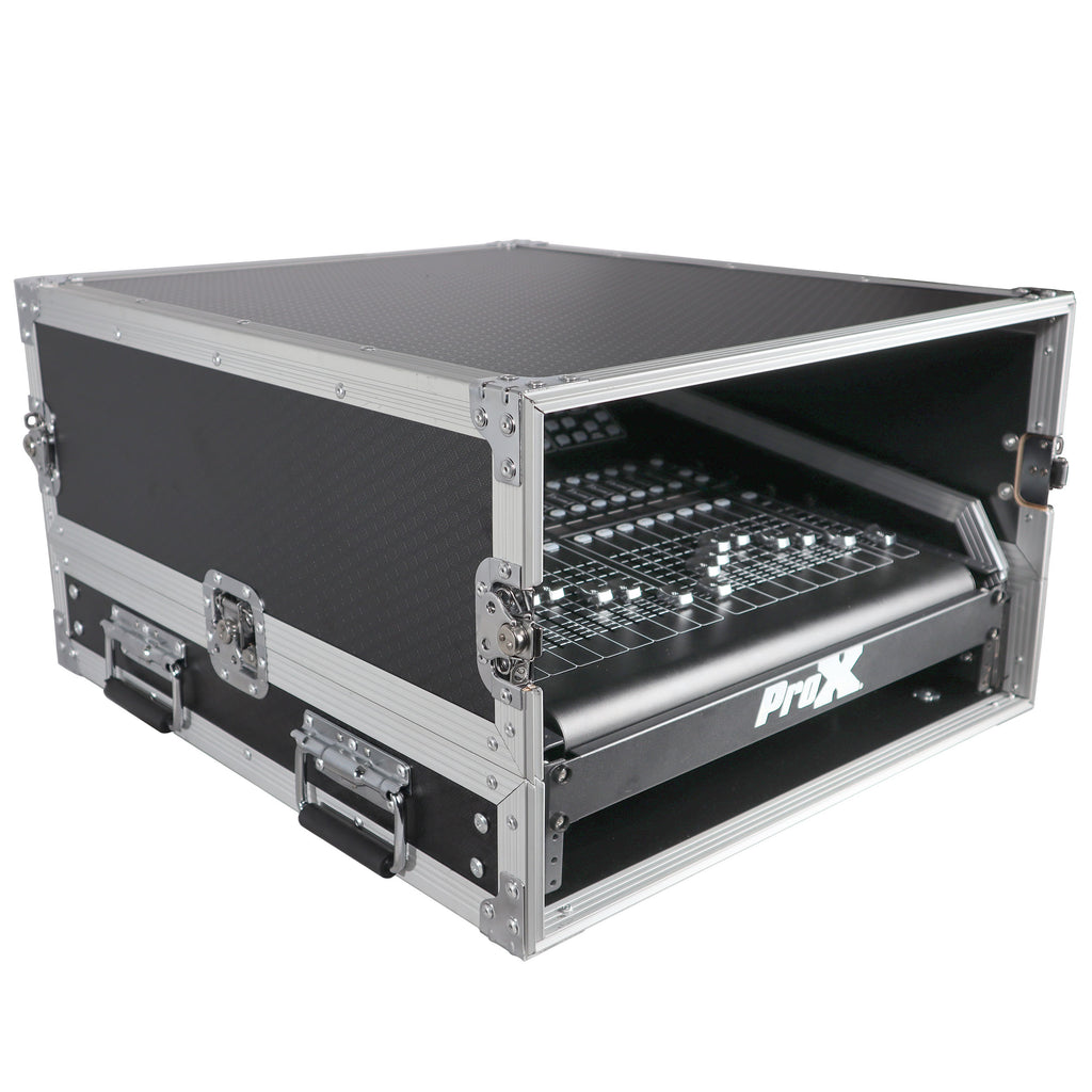 13U Top Mixer and 2U Rack Combo Flight Case with Laptop Shelf and 3 removable doors