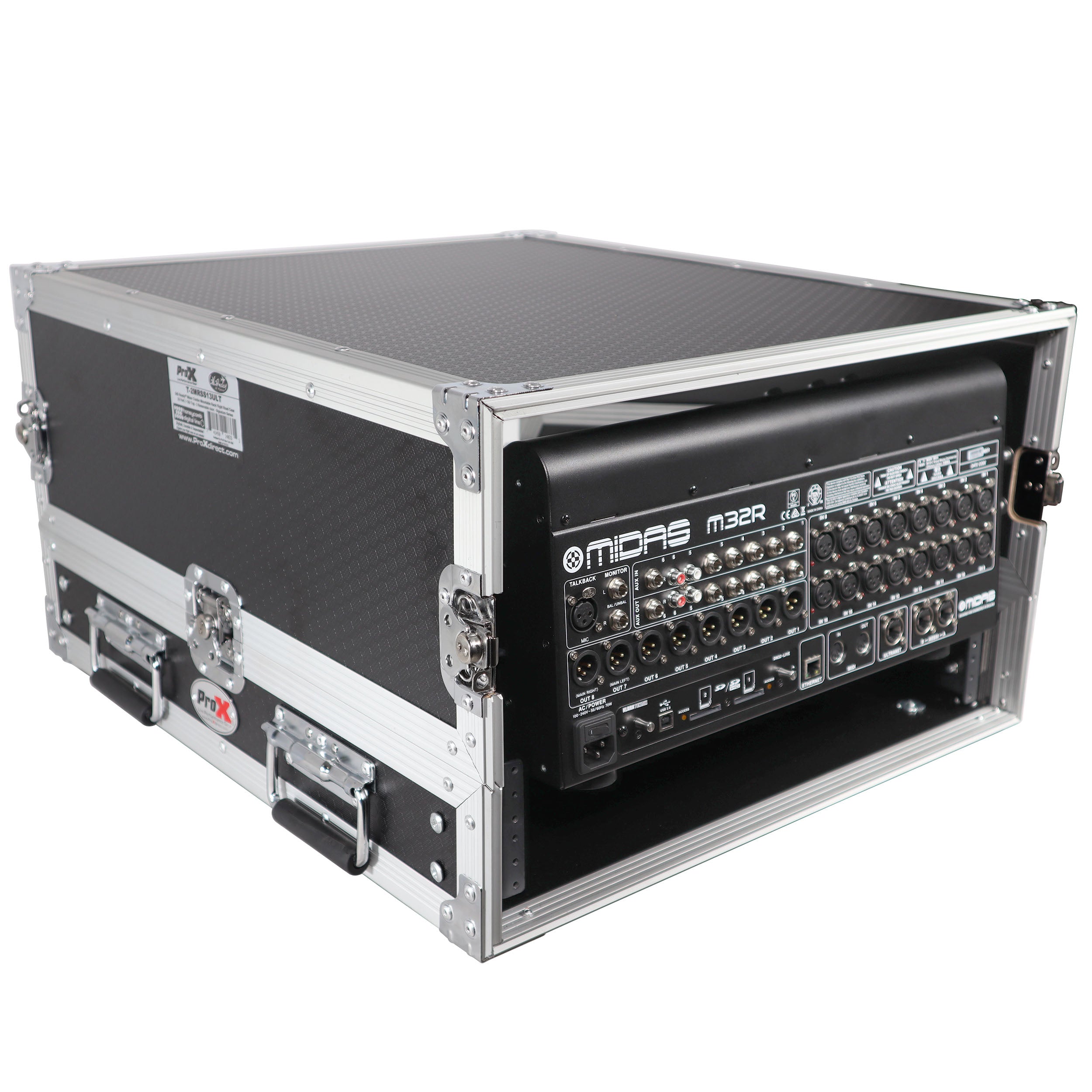 13U Top Mixer and 2U Rack Combo Flight Case with Laptop Shelf and 3 removable doors