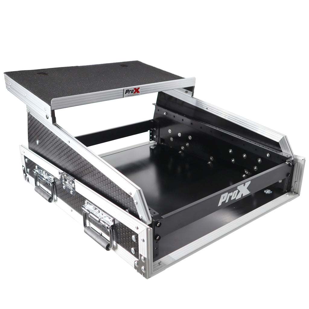 13U Top Mixer and 2U Rack Combo Flight Case with Laptop Shelf and 3 removable doors