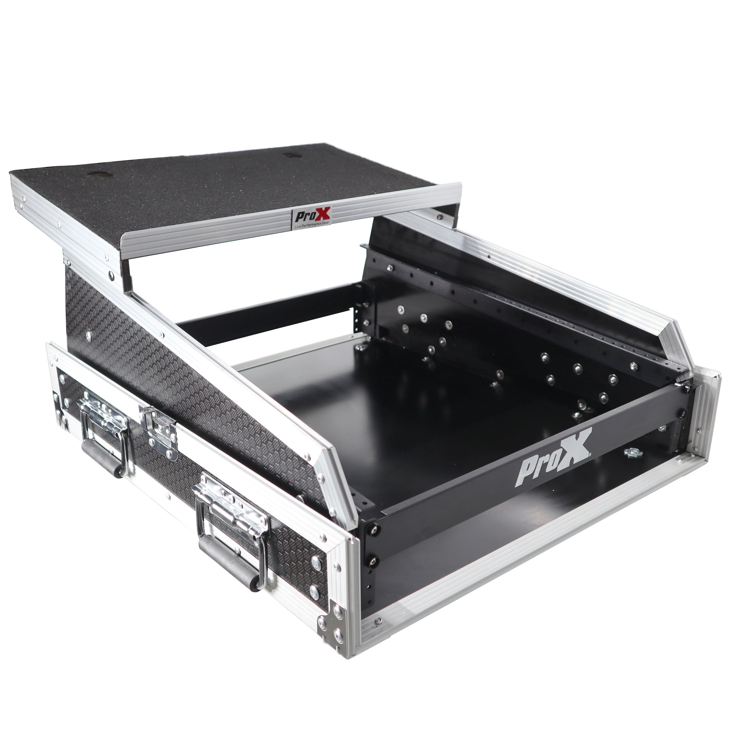 13U Top Mixer and 2U Rack Combo Flight Case with Laptop Shelf and 3 removable doors