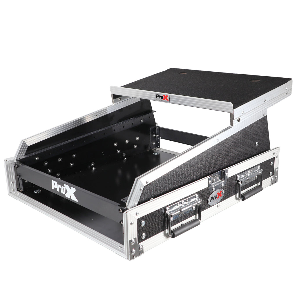 13U Top Mixer and 2U Rack Combo Flight Case with Laptop Shelf and 3 removable doors