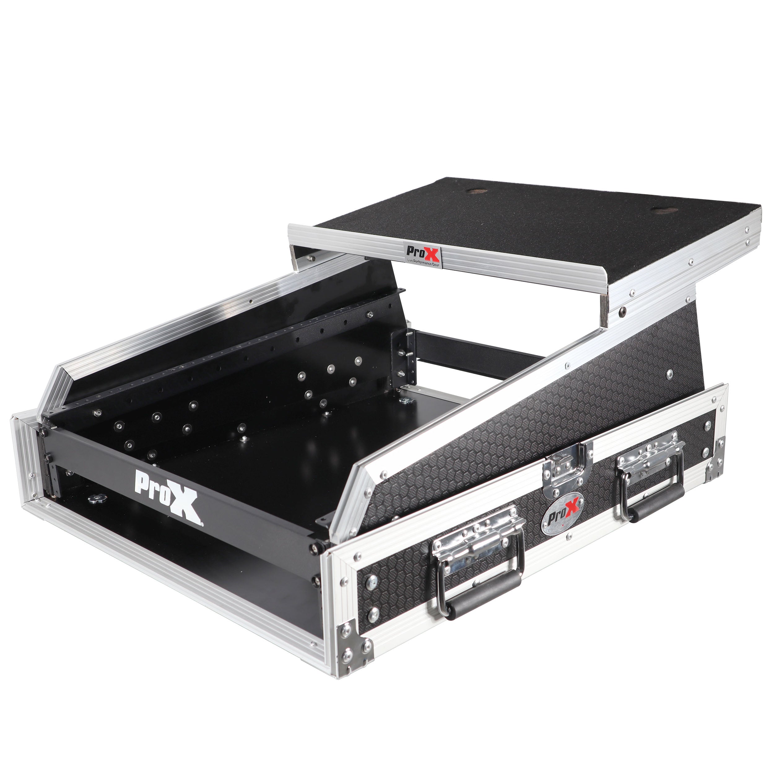 13U Top Mixer and 2U Rack Combo Flight Case with Laptop Shelf and 3 removable doors